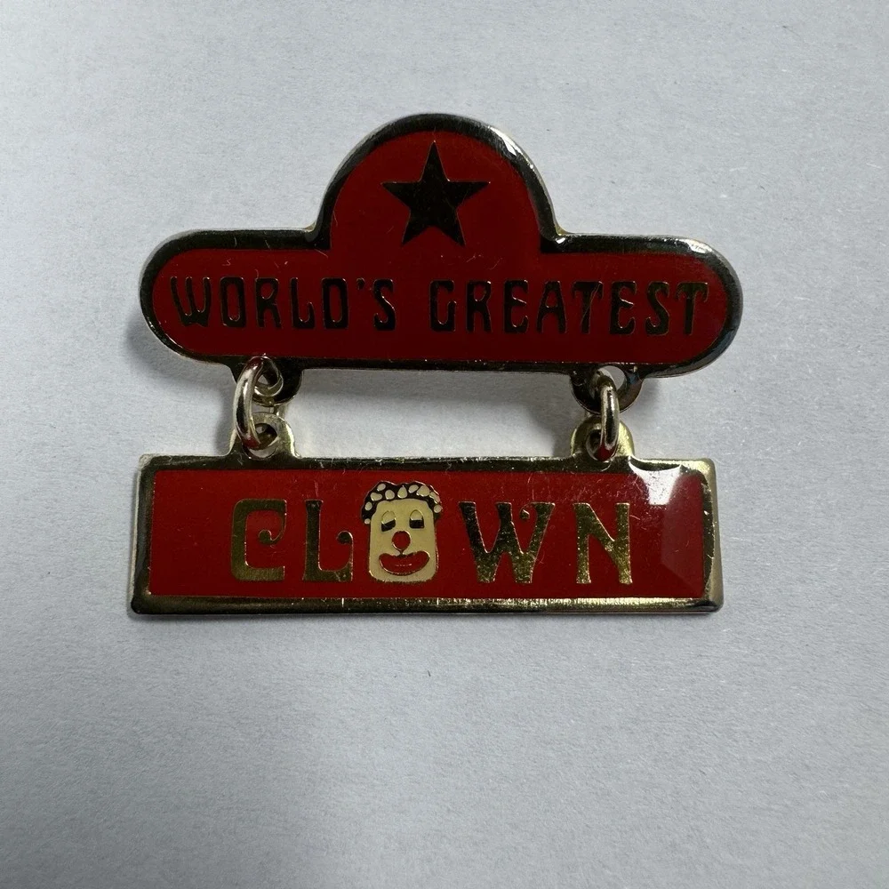 Vintage Worlds Greatest Clown Lapel Pin Enamel Circus